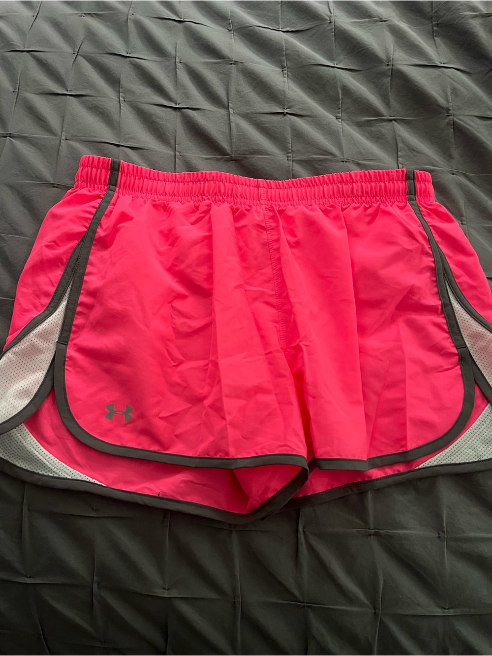 Under Armour Hot Pink Women’s Athletic Running Shorts with Gray Trim